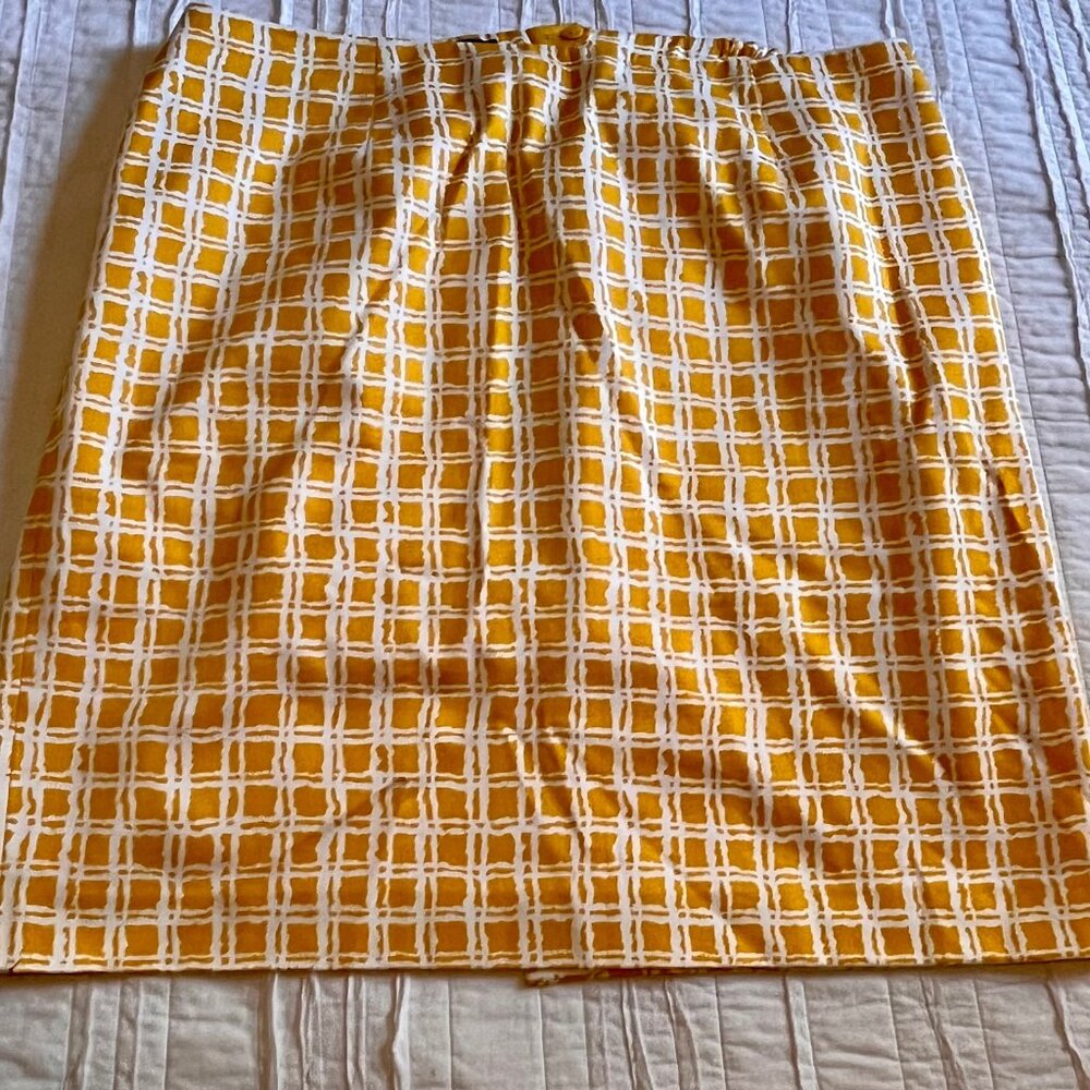 💛 Talbots Yellow Pencil Skirt | Size 20W | Cotton Blend with Back Slit